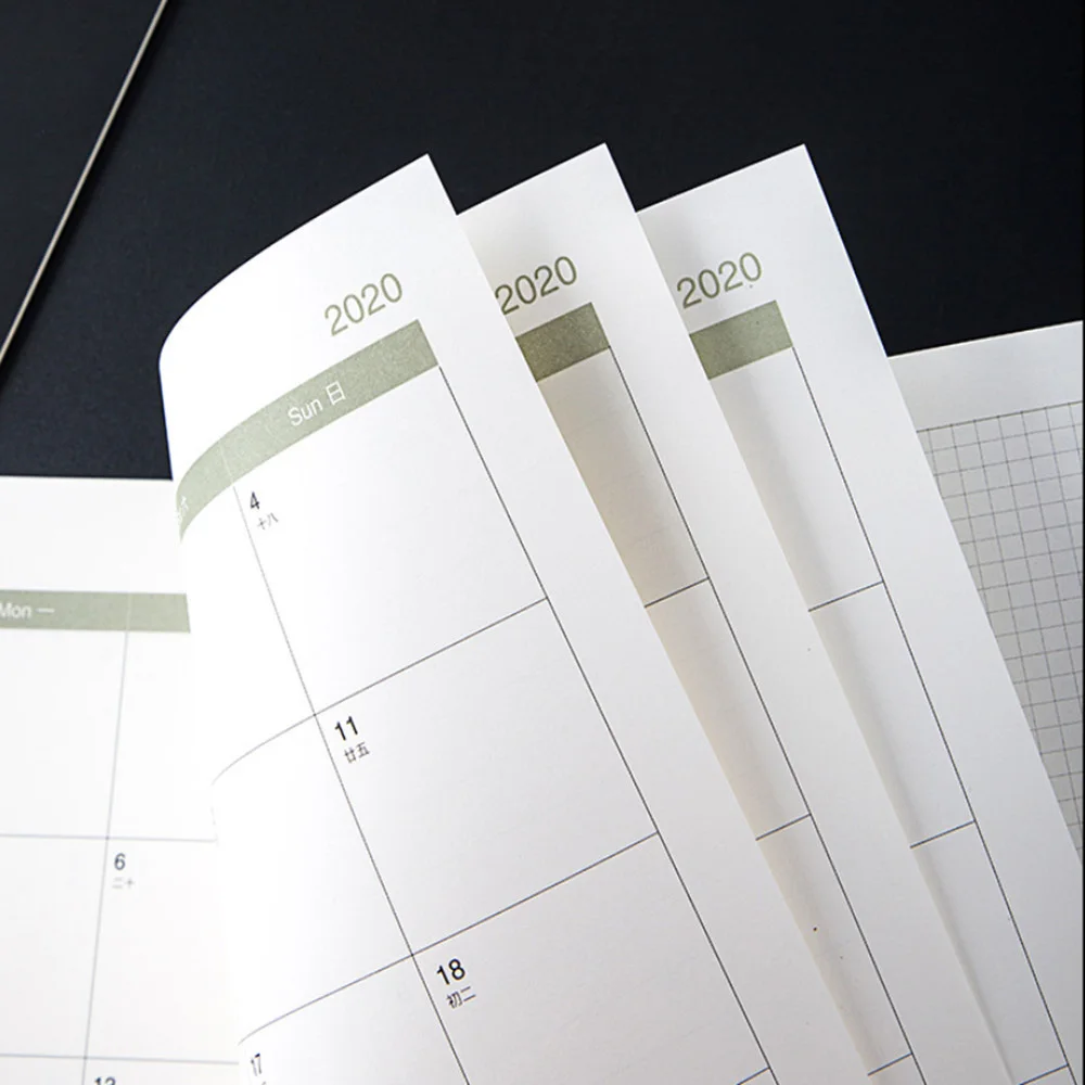 Black Cover Calendar Notebook Weekly Monthly Schedule Planner Stationery Journal A4 Agenda Organizer Office School Supplies