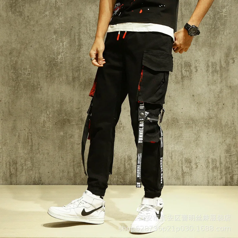 

Side Pockets Ribbon Buckles Cargo Harem Pants 2021 Hip Hop Casual Joggers Pants Streetwear Fashion Sweatpants Trousers