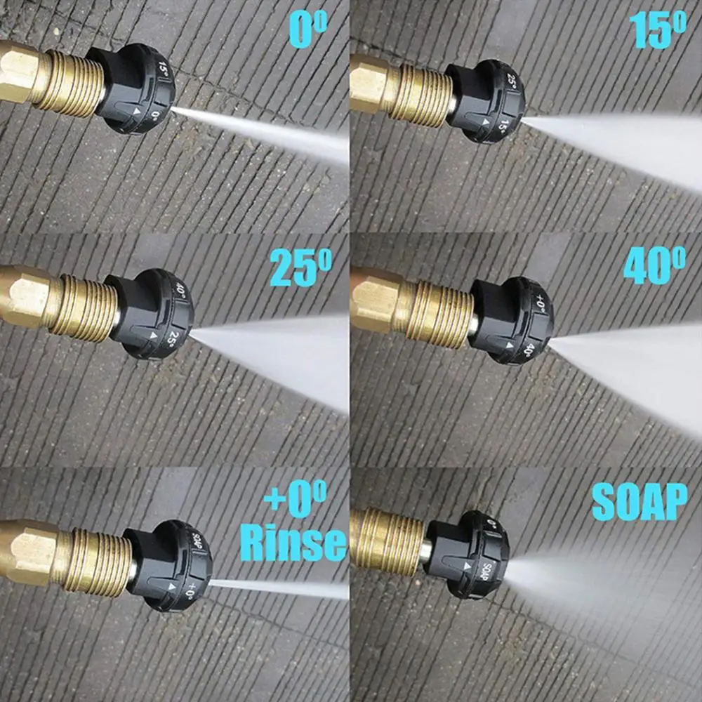 

6-in-1 Pressure Washer Spray Nozzle 1/4" Quick Connect Adjustable Working Modes 4000PSI High Pressure