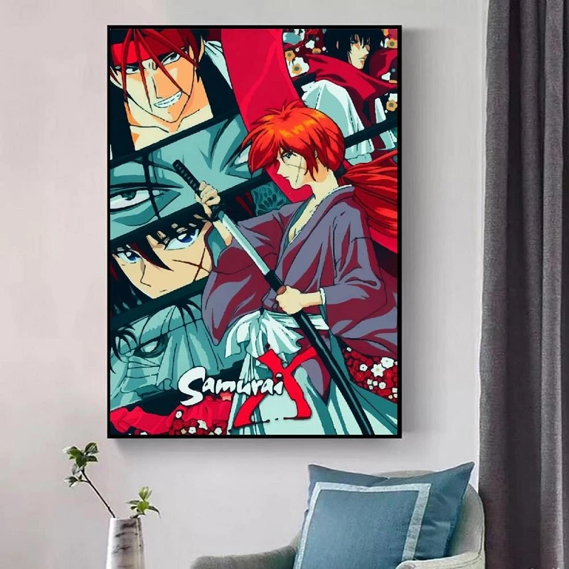 Ronin Kenshin Samurai X аниме настенная живопись Холст Плакаты и принты детский подарок