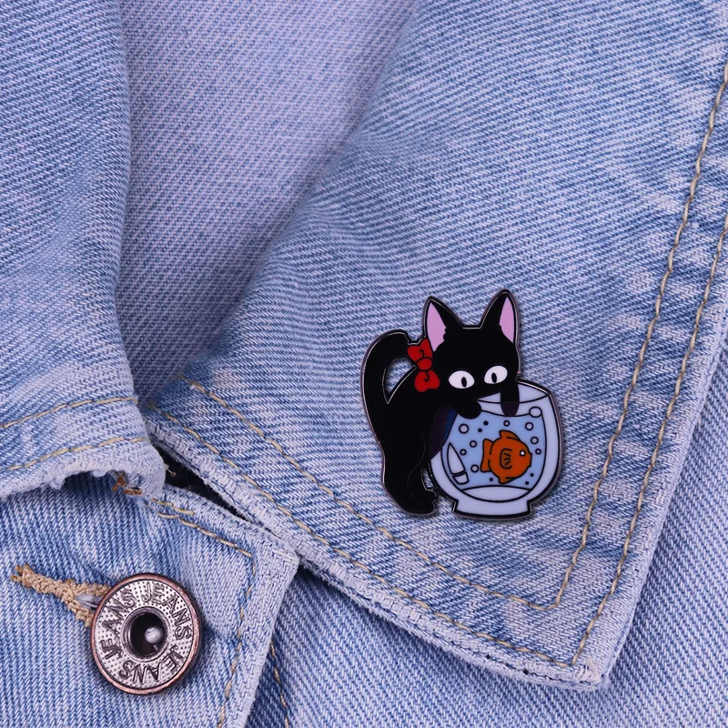 Эмалированная булавка Kiki's Delivery Service Милая брошь в виде кошки Jiji ghilii Значки из