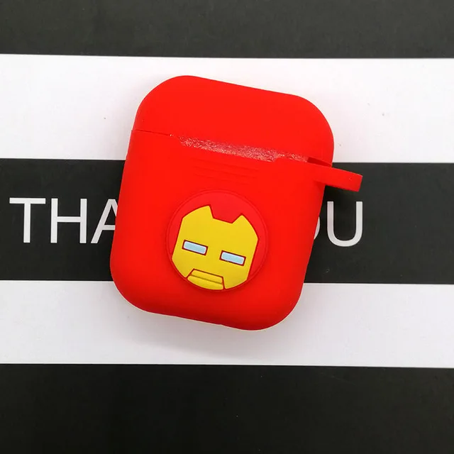 red iron Man Популярный мультяшный беспроводной Чехол для наушников для Apple AirPods, силиконовый чехол для зарядки наушников s для Airpods 2, защитный чехол - Цвет: red iron Man