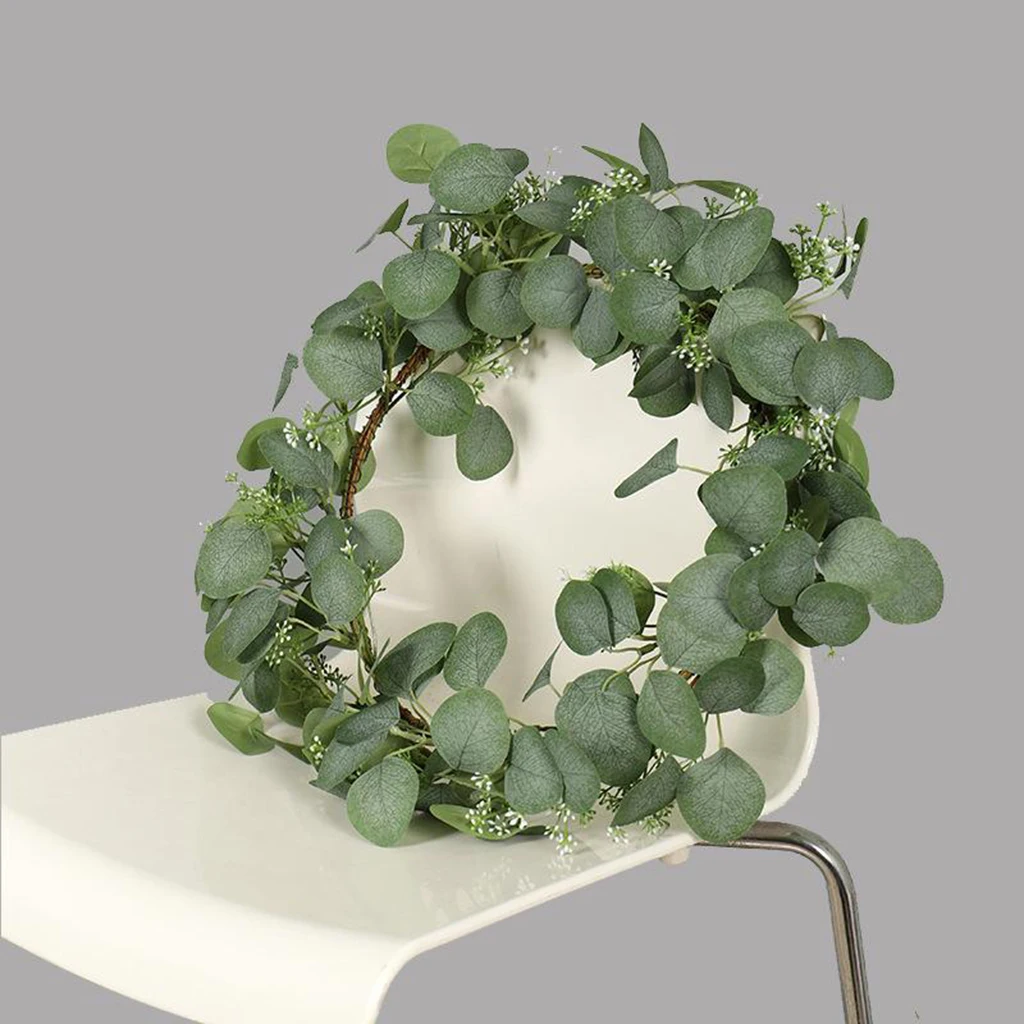 

Artificial Eucalyptus Wreath Leaves Garland Front Door Hanging Wall Decor