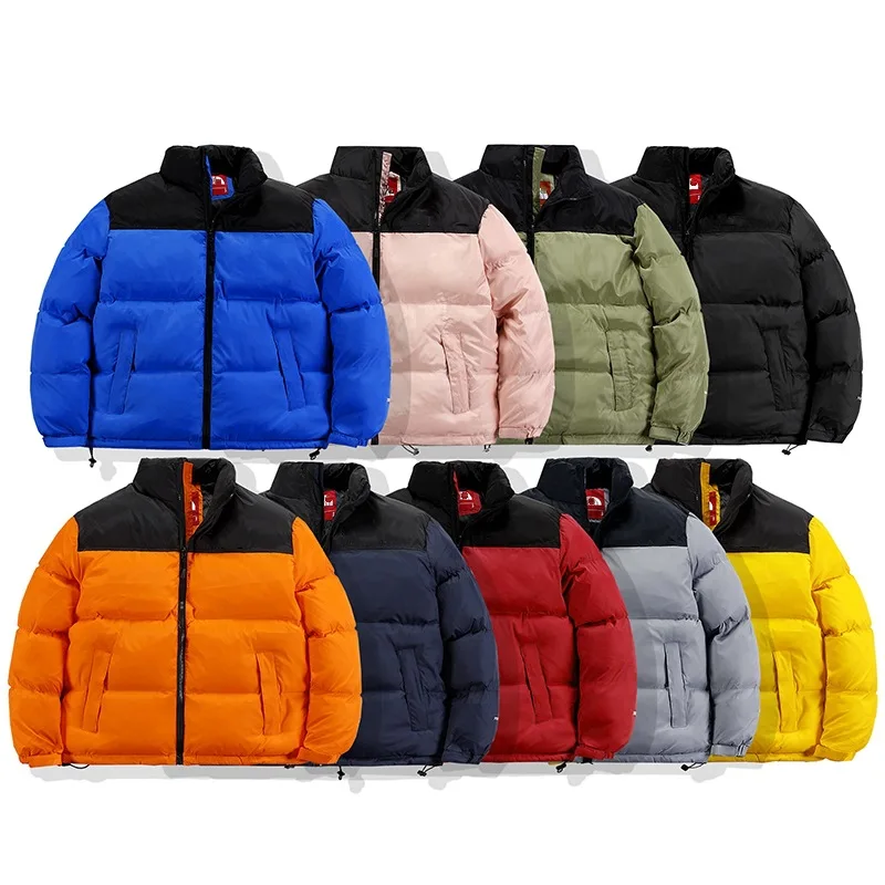 

Parkas Men Women Winter Warm Mixed Colors Fashion Couple Cotton Coats Casual Stand Collar Pocket Warm Down Cotton Jackets