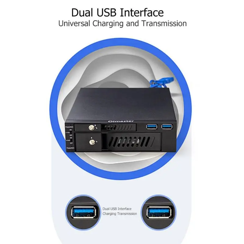 

MR-6203 2.5/3.5" Internal HDD SSD Case Box Dual USB Optical Drive Mobile Rack Station Hard Disk Enclosure for Desktop PC T21A