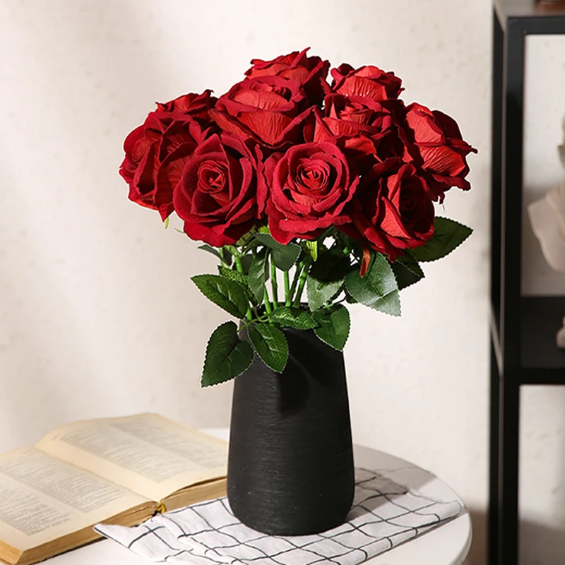 

10Pcs 8cm Head Romantic French Rose Silk Artificial Flowers Bouquet Party Home Wedding Decor Valentine's Day Gifts Fake Flower