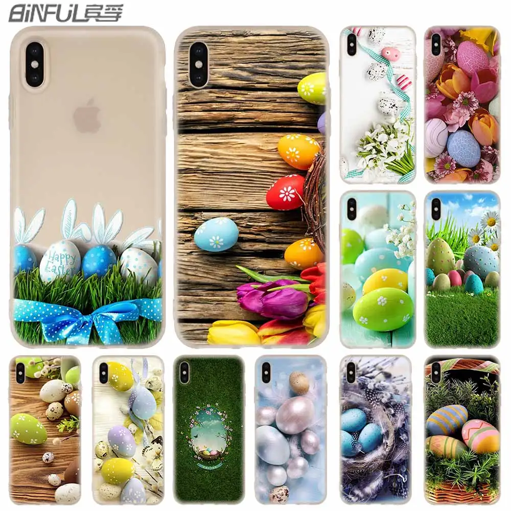 Easter eggs Soft Silicone Case For iPhone 13 11 12 Pro X XS Max XR 6 6S 7 8 Plus SE Mini Cover