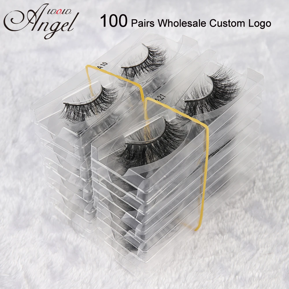 

WOWANGEL 100 пар оптом 3D норковые ресницы среднего объема толстые полные ресницы натуральные накладные ресницы ручной работы