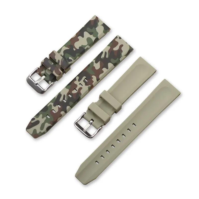 20/22/24 мм камуфляж силиконовый резиновый ремешок для часов модные спортивные