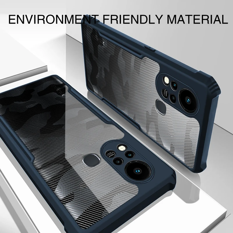 rzants for infinix hot 11 11s case hard camouflage cover tpu frame bumper half clear phone shell free global shipping