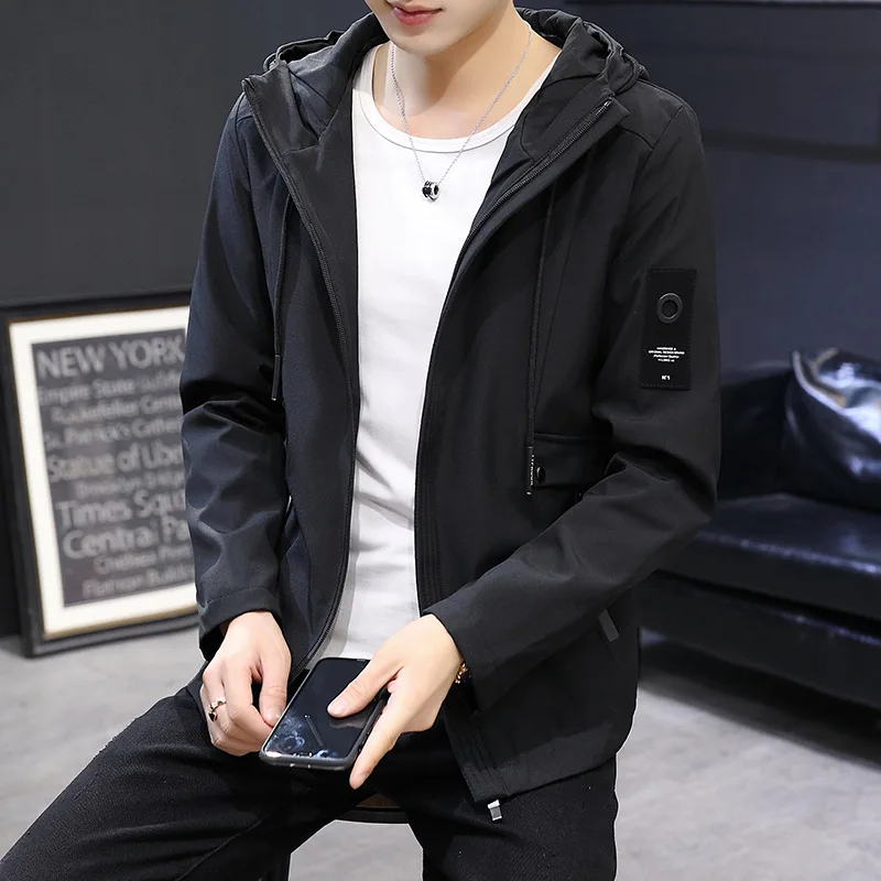 

Spring and autumn cardigan jacket men's youth student jacket hooded casual jacket jacket