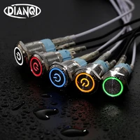 16mm metal annular push button switch ring power led 6v 12v 220v self lock momentary latching waterproof for car auto engine