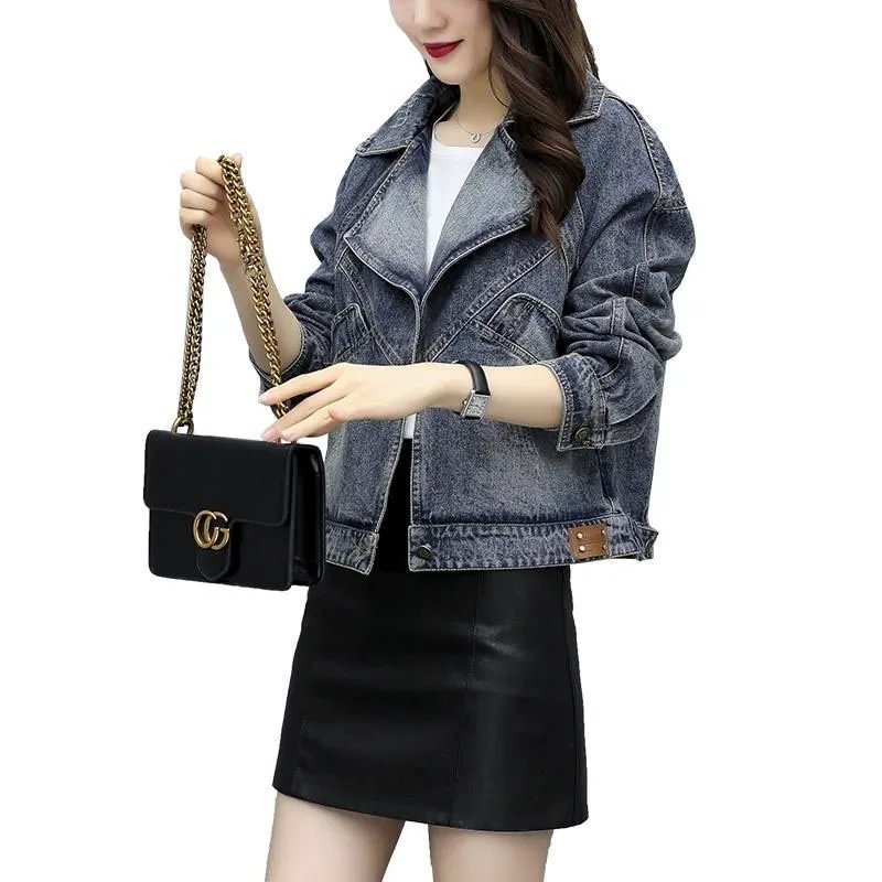 Элегантная женская демисезонная джинсовая куртка модное женское Свободное