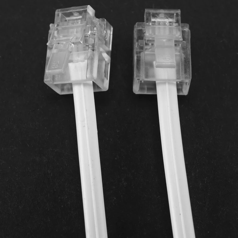 

2 Pcs White 6P2C RJ11 Male to Male 5mm Width Telephone Cable 1M 3.3Ft