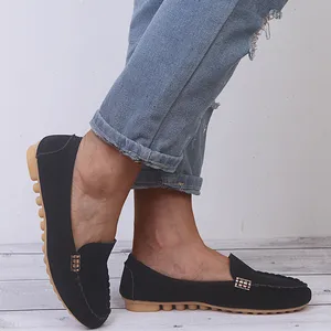 Women Shoes 2021 Spring Autumn Flats Shoes Soft Round Toe Black Flat Slips Women's Shoes Female Casual Flat Loafers