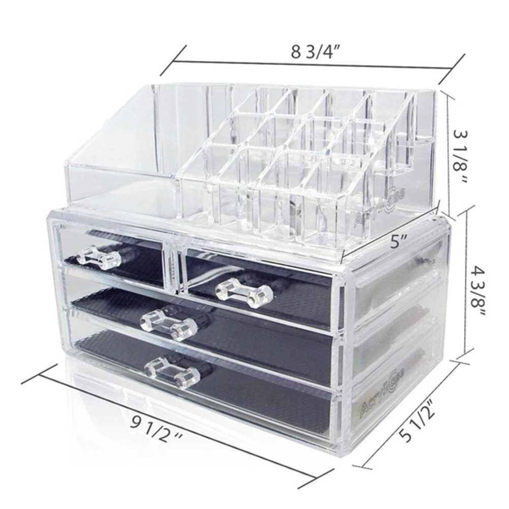 

Stackable Large Capacity Desktop Makeup Organizer Jewelry Cosmetic Drawer Storage Box Transparent Makeup Container Holder