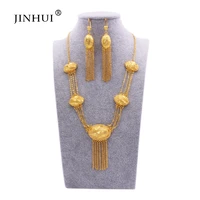 african wedding jewelry sets gold color necklace pendant earring for women indian dubai party bridal gifts jewellery set