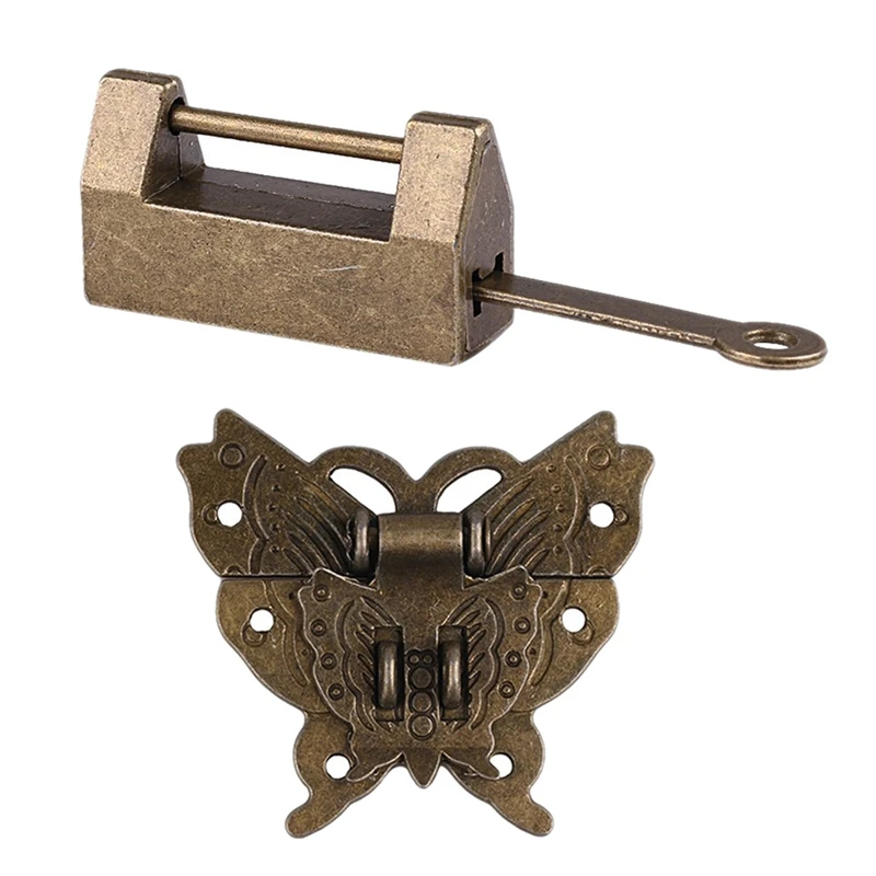 3 Set Small Vintage Lock with Key &amp Butterfly Latch Hasp Screws for Cabinet Jewelry Box Gift | Обустройство дома