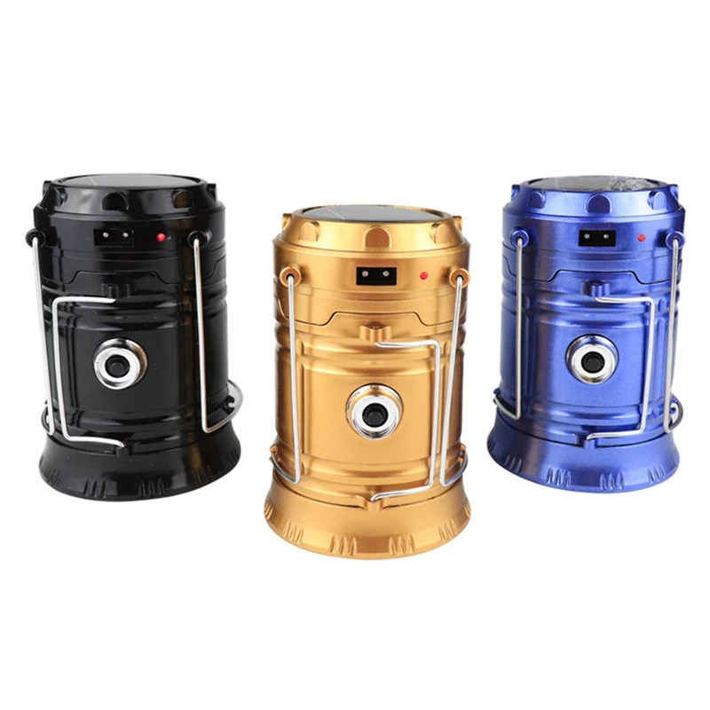 

Solar USB Rechargeable Camping Light Camping Supplies Tent Light Portable-3 Color 9cm Diameter Foldable 13.5-19cm Heigh