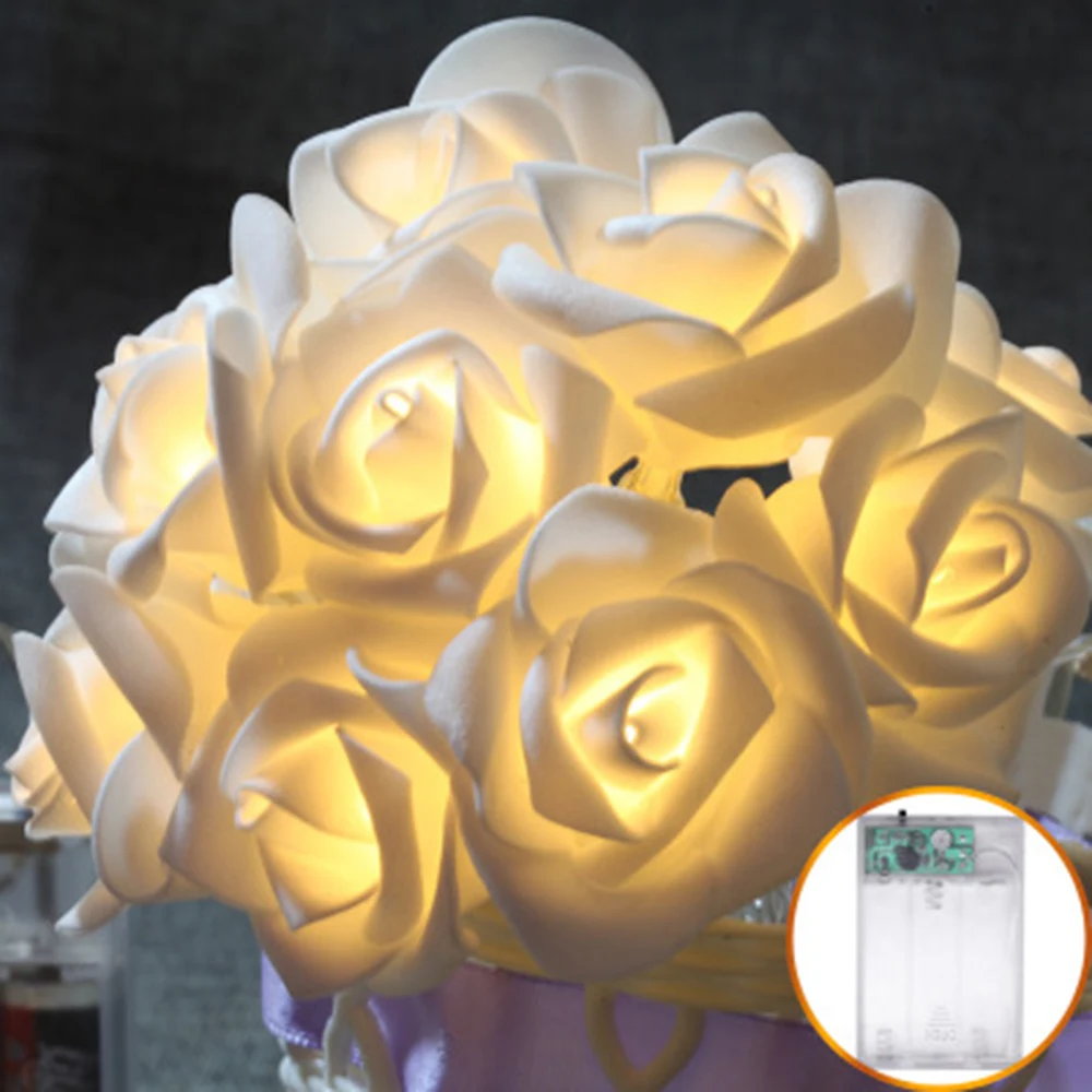 

String Lights 2m20LED 65mm Large Rose Flower Light Multiple Colors Christmas Holiday Valentine's Day Wedding Decoration Lighting