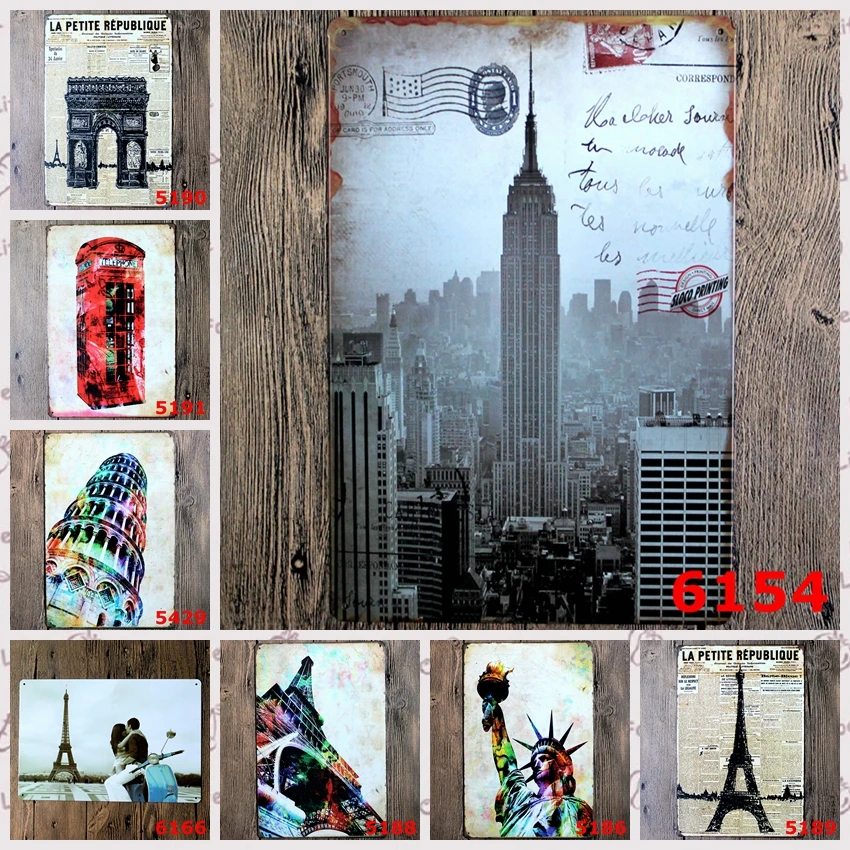 &quotЗнаменитые архитектурные достопримечательности&quot Винтажная металлическая