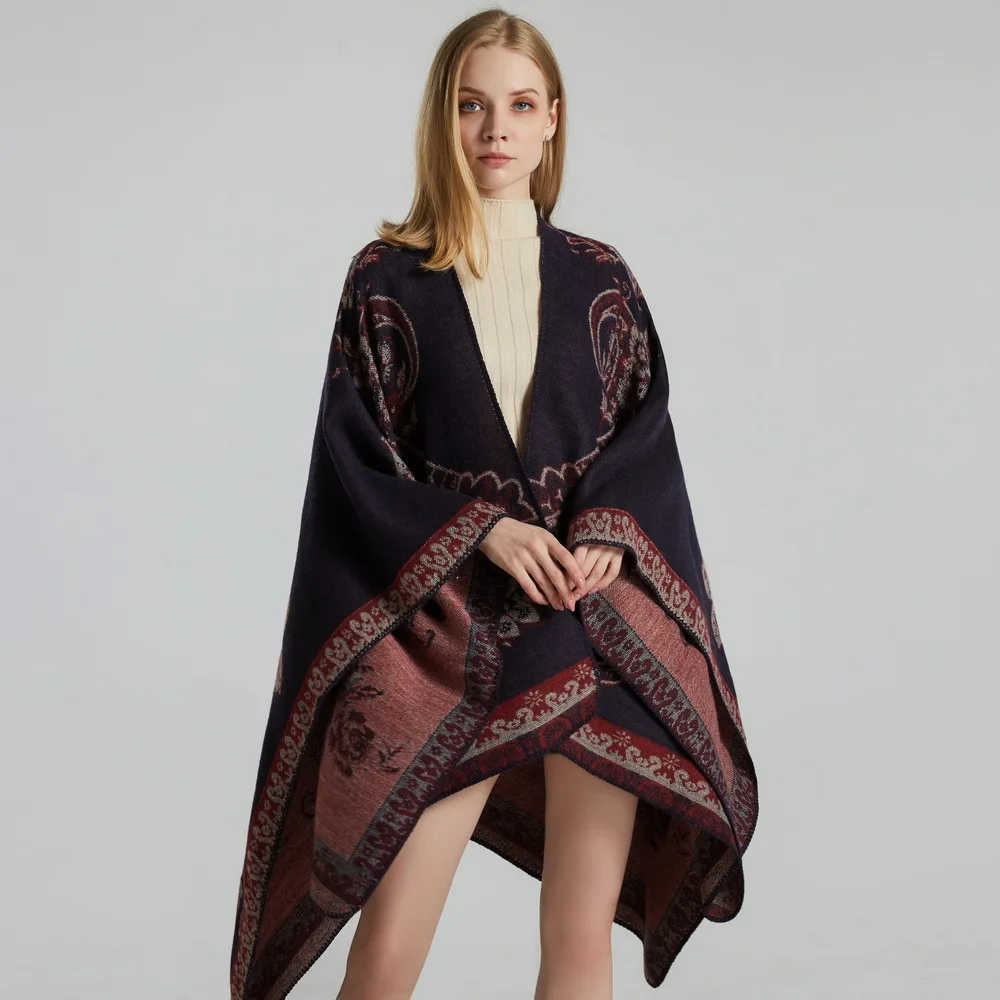 Нашивная Рабочая утолщенная клетчатая шаль одеяло плащ пончо накидка женское