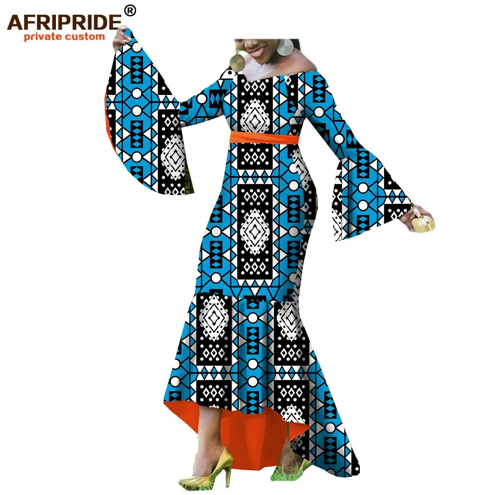 Осеннее Африканское платье труба для женщин AFRIPRIDE с длинными расклешенными