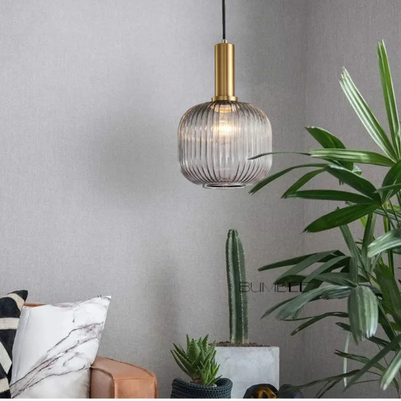 Скандинавские полосы стеклянный маленький подвесной светильник люстра для
