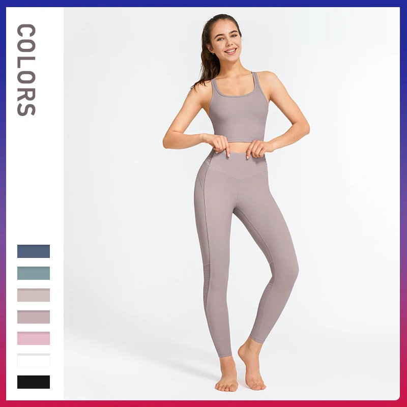 

2PCS Seamless Women Yoga Set Workout Sportswear Gym Clothing Fitness Sports Bra High Waist Leggings Pants Yoga Trousers Suits