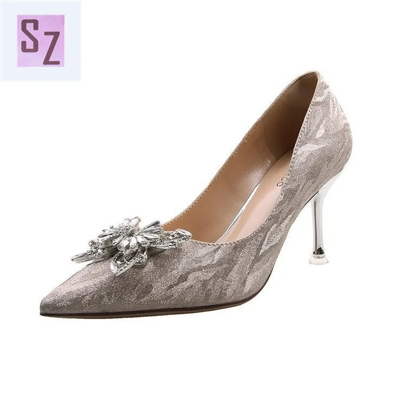 

Fairy Style High Heels Female New 2021 Designer Sexy Temperament Single Shoes Pointed Rhinestone Bow Women's Shoes