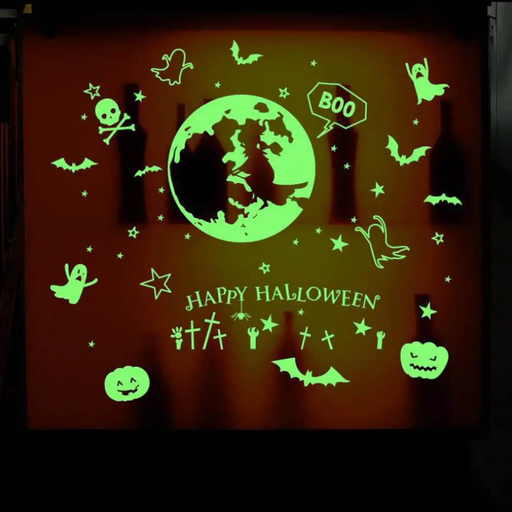 

Светящиеся Настенные наклейки на Хэллоуин, украшение для дома с привидениями, прикроватного столика, крыльца