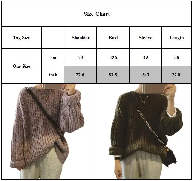 Женский объемный вязаный свитер с длинным рукавом мешковатый Повседневный