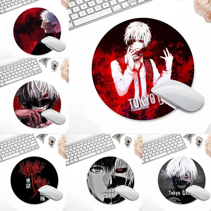 

TTokyo Ghoul Natural Rubber Gaming mousepad Desk Mat Desk Table Protect Game Office Work Round Mouse Mat pad Laptop Cushion