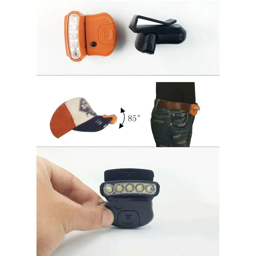 

Outdoor Fishing Headlights 3 Led Headlamp Clip Abs Lashlight Cycling Hat Camping Battery Button Light Hiking Accessories