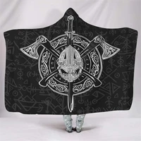 viking tattoo hooded blanket adult colorful child sherpa fleece wearable blanket microfiber bedding drop shipping 06