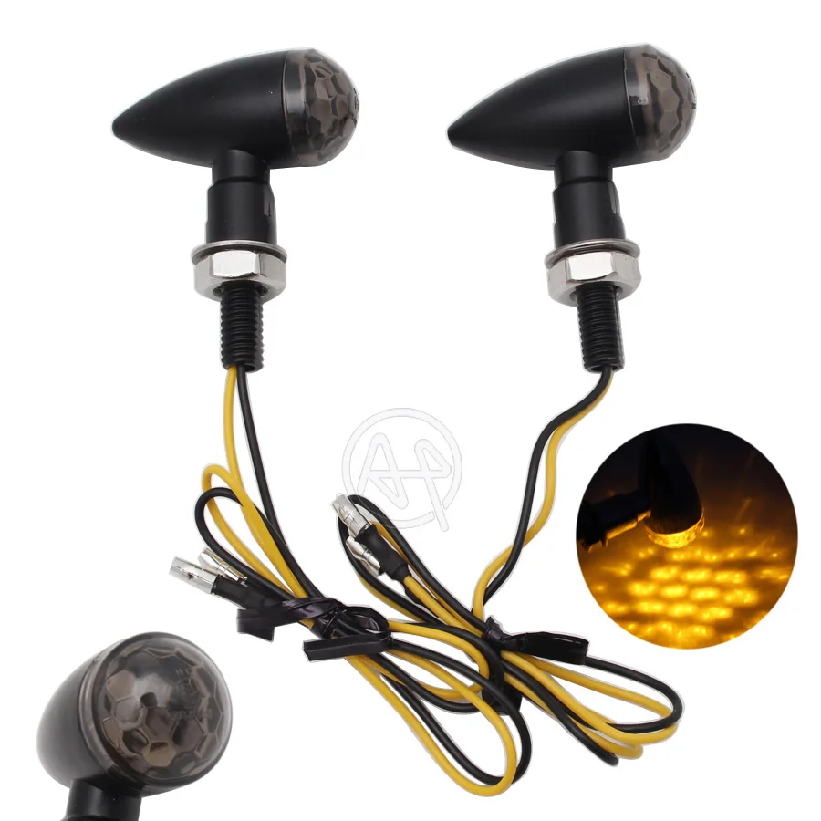 

12V LED Motorcycle Smoke Lens Turn Signal Indicator Lighting Amber Universal For Honda Cafe Racer Motorcycle Blinker