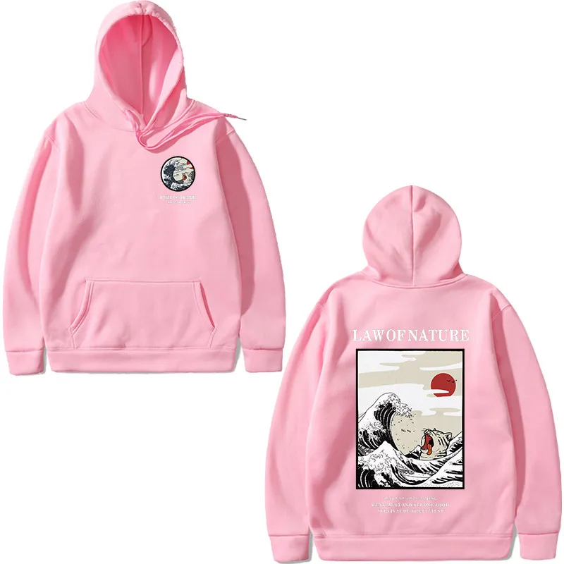 pink 2 Винтовые манжеты с капюшоном несколько стилей японский Забавный Кот толстовки с капюшоном с волнистым рисунком Толстовка уличная одежда худи в стиле хип-хоп для мужчин - Цвет: pink 2