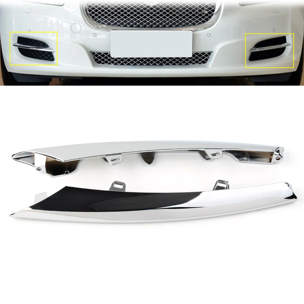 1pcs Car Front Bumper Lip Spoiler Side Grille Chrome Decoration Trim For Jaguar XJ 2010 2011 2012 2013 2014 2015 ABS Plastic