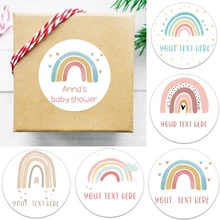 Round Cartoon Customized Stickers Cute Rainbow Sticker For Birthday Baby Shower Handmade Gift Decor Labels Kids Reward Stickers