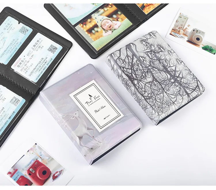 64 карманы 3 дюймов фотоальбом книги для ЖК-дисплея с подсветкой Fujifilm Instax Mini самоклейка на окна альбом Instax Mini 9 камеры одноступенного процесса 8 7s 90 70 25 визитная карточка держатель билета