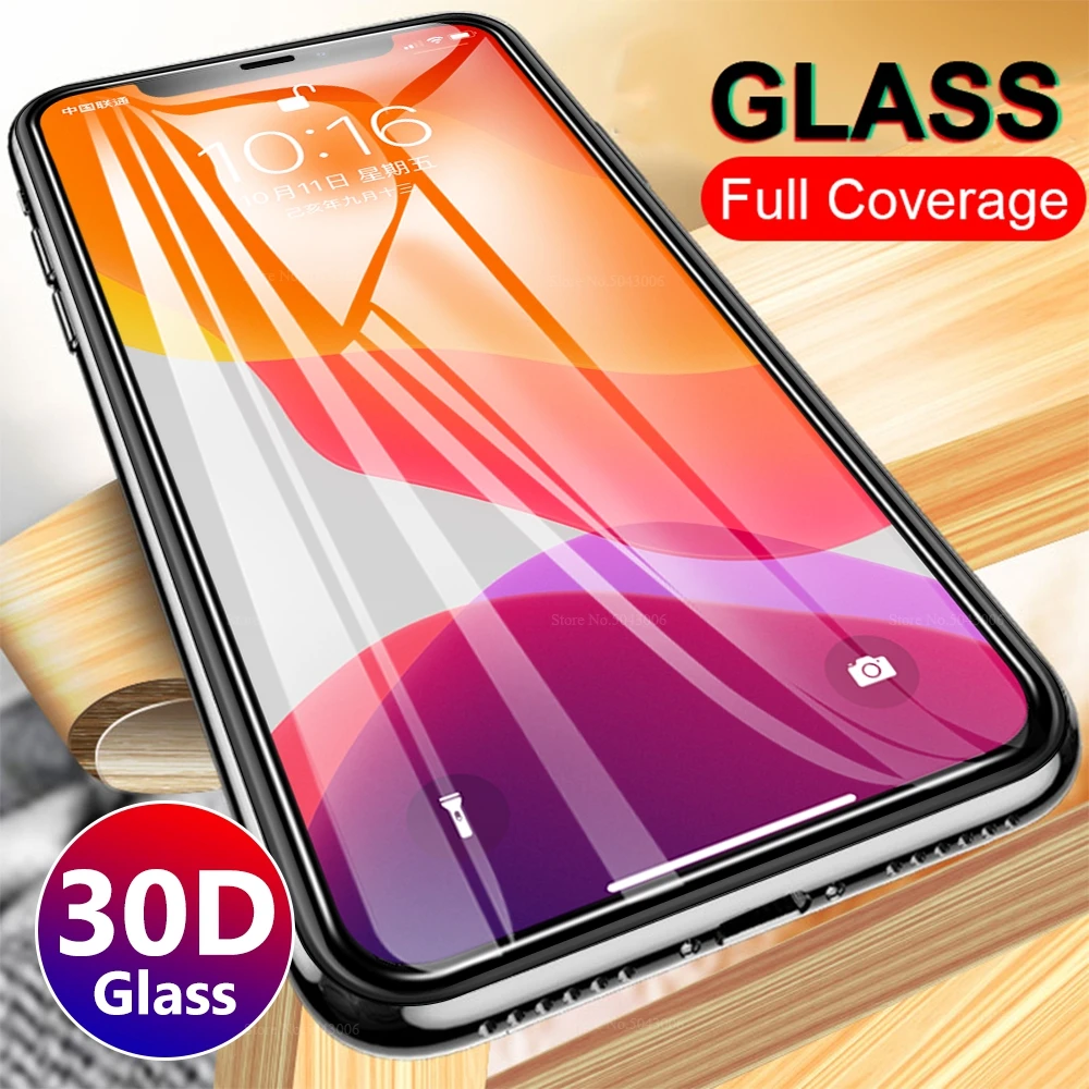 Закаленное стекло 30D с полным покрытием для iPhone 11 Pro Max X XR XS защитная пленка экрана