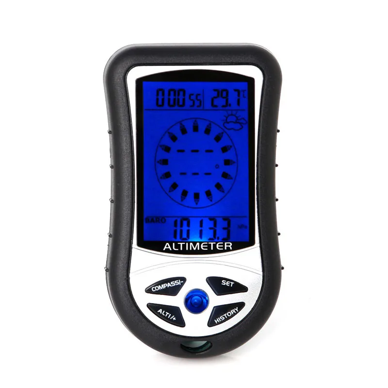 

Digital 8 in 1 LCD Compass Barometer Altimeter Thermo Temperature Clock Calendar Compass for Hiking Hunting