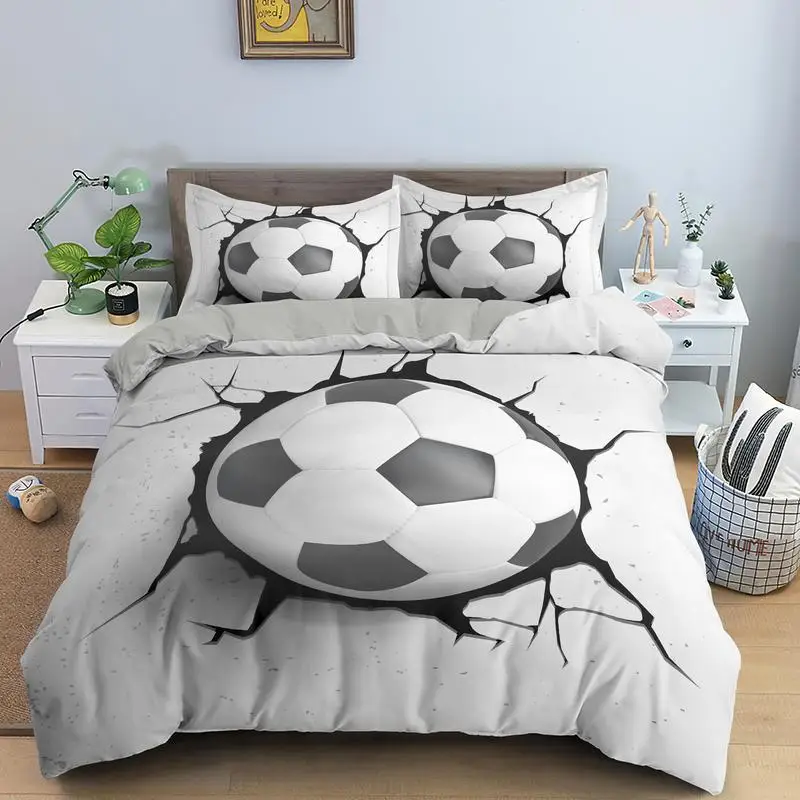 

3D Football Printing Bedding Set Quilt Cover With Pillowcase Soccert Duvet Covers Sets Home Textiles Queen King Size Drop Ship
