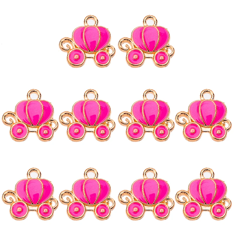 

10Pcs Colorful Enamel Pumpkin Car Golden Alloy Charms for Women's Earrings Jewelry Making Accessories Wholesale Designer Charms