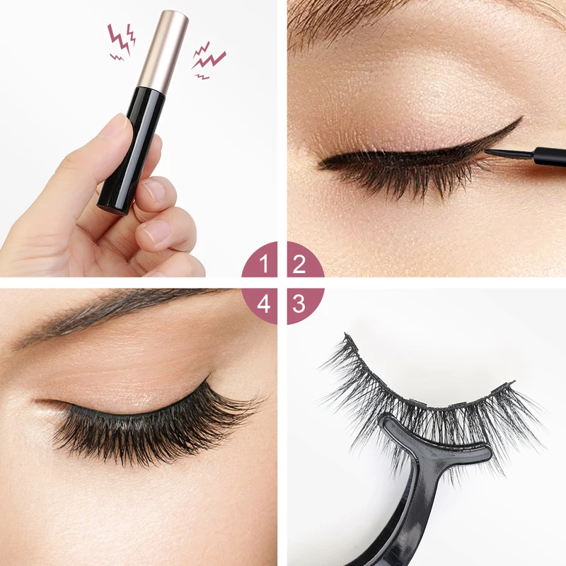 

False Eyelashes 5 Pairs Set Long Lashes Waterproof Magnetic Eyeliner With Tweezer Eye Makeup Cosmetic Tool TSLM1