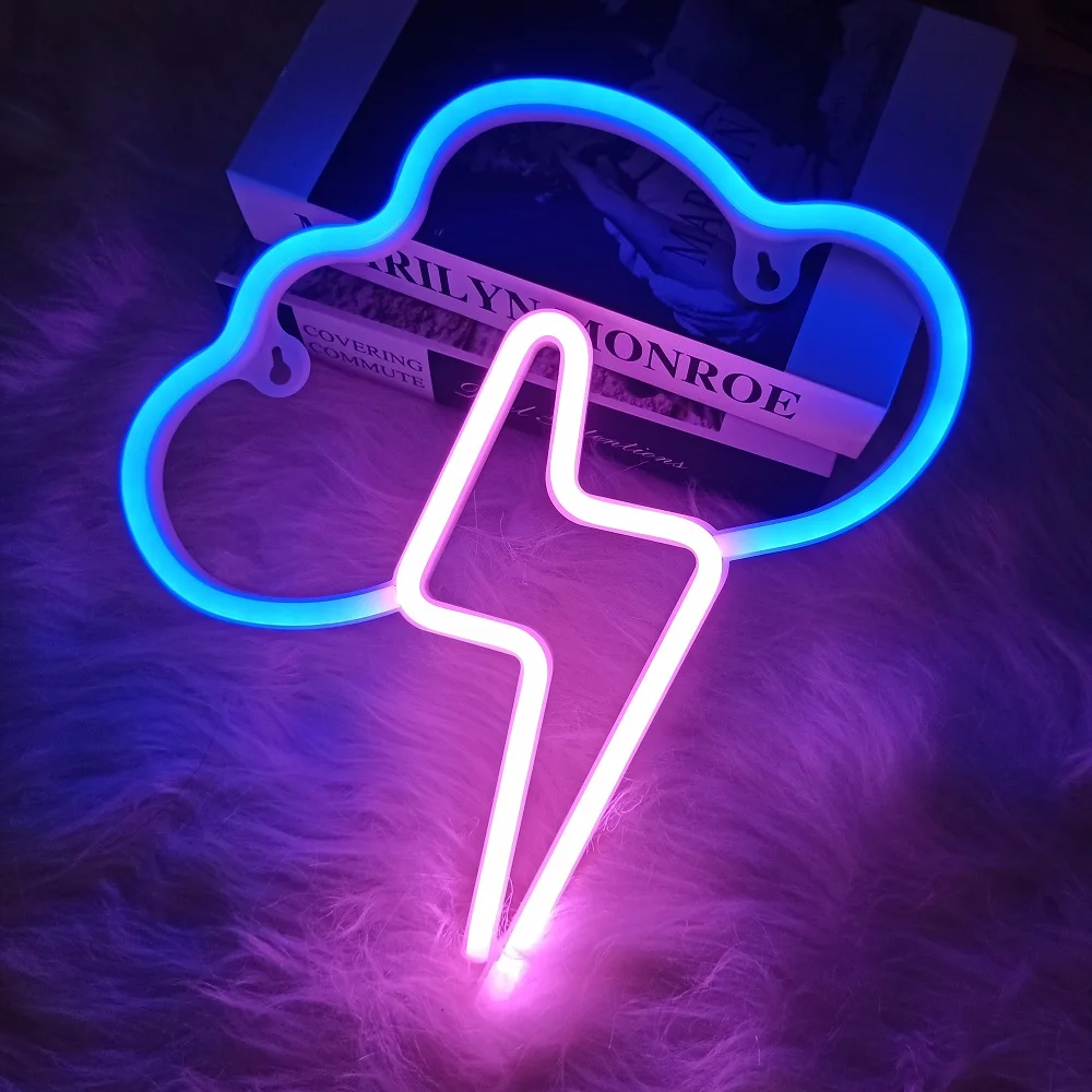 

Lightning LED Neon Sign Clouds Night Light Battery/USB Operated for Children's Room Party Home Bar Gift Decoration