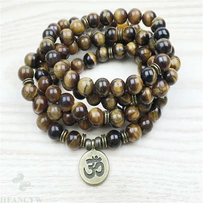 6MM natural tiger eyes 108 mala bracelet Gemstone necklace cuff spirituality yoga energy Wrist Fancy Lucky | Украшения и