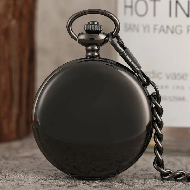 Bronze Smooth Silver Case Hand-winding Mechanical Pocket Watches Roman Numerals Dial Pendant Chain Fob Antique Clock Unisex Gift