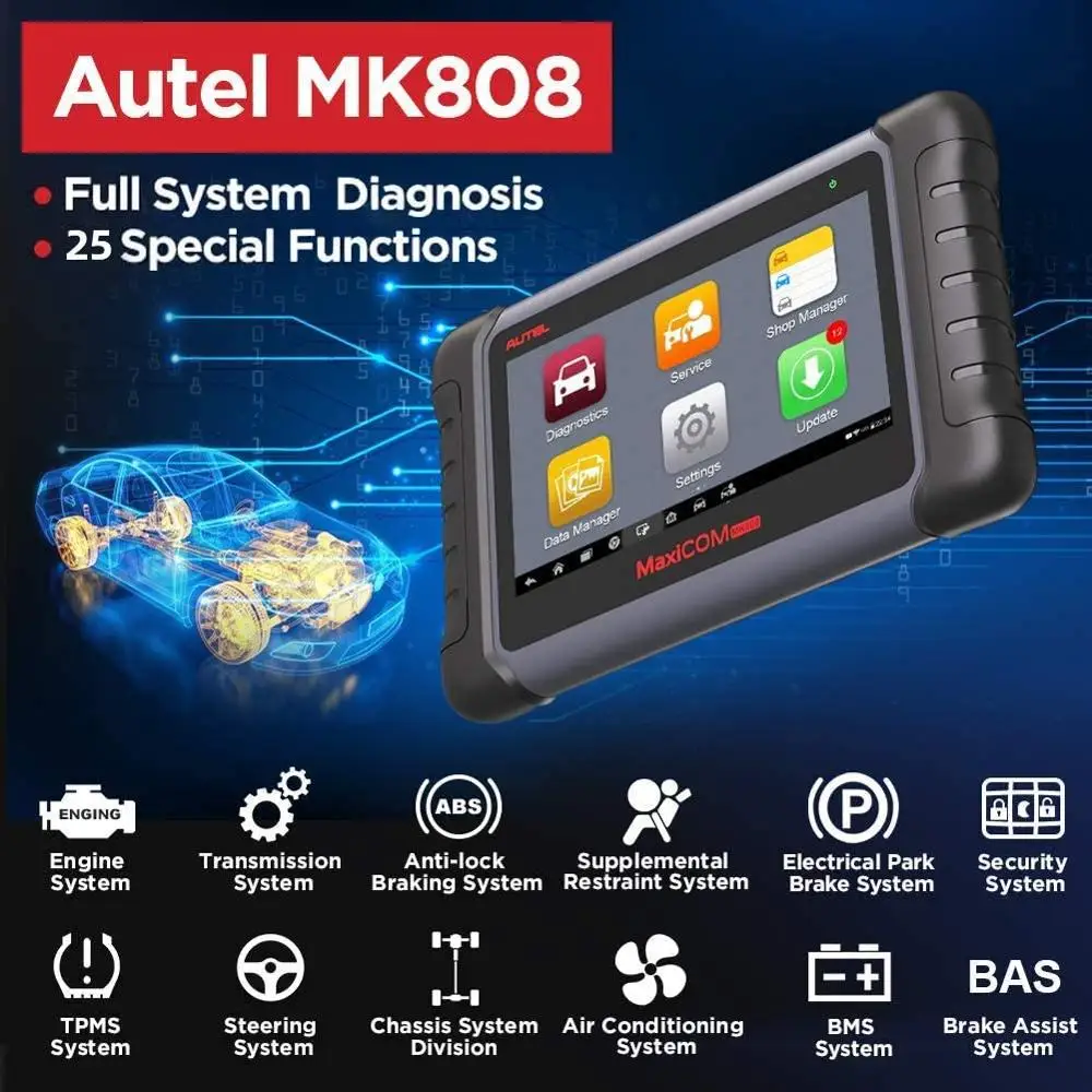 OBD2 диагностический сканер Autel MaxiCOM MK808 автомобильные Инструменты
