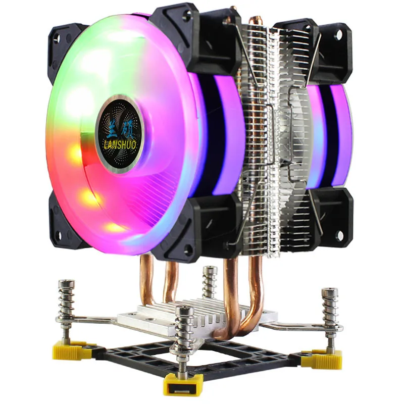 3/4PIN RGB LED CPU Cooler 2-Heatpipe 9cm Fan Cooling Heatsink Radiator for LGA 1150 1151 1155 1156 1356 1366 2011 X79 775 X58